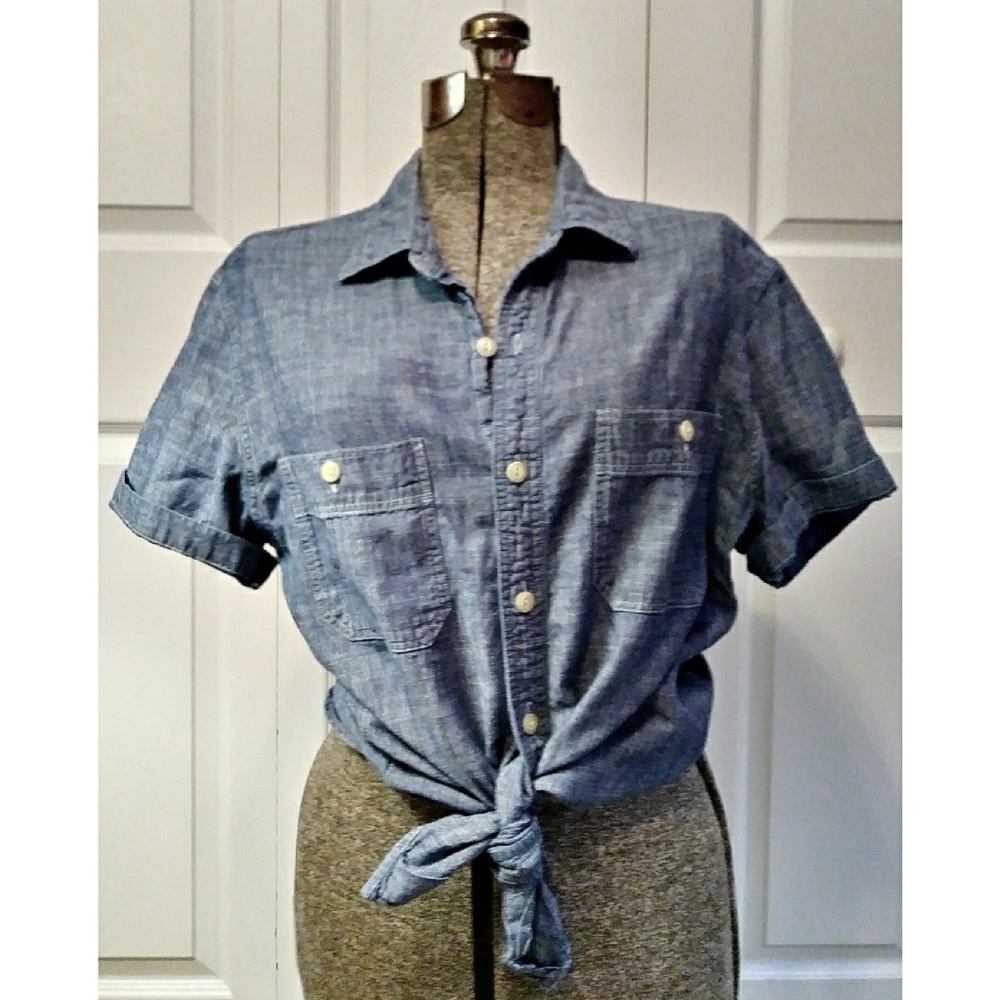J Crew Short Sleeved Chambray Button Down